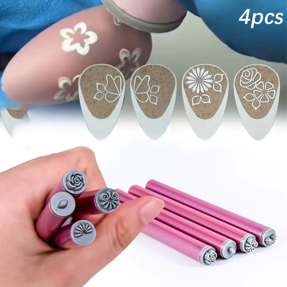 4/6/10Pcs Graffiti Drawing Nail Art Stamp Pen Set - DIY Nail Art Embellishment Flower Stamping Pens Nail Art Printing Templates