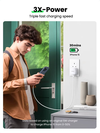 【UK Plug】 Quick Charge 4.0 3.0 QC PD Charger 20W USB Type C Fast Charger for Iphone 15 14 13 Pro Xiaomi Phone PD Charger