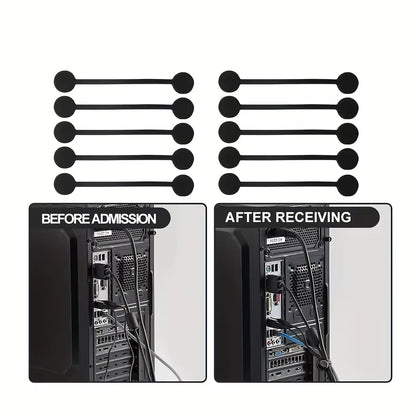 10Pcs Magnetic Cable Clip - Black Magnetic Silicone Cable Organizer Cable Ties Reusable Cable Ties for Home, Kitchen, Office