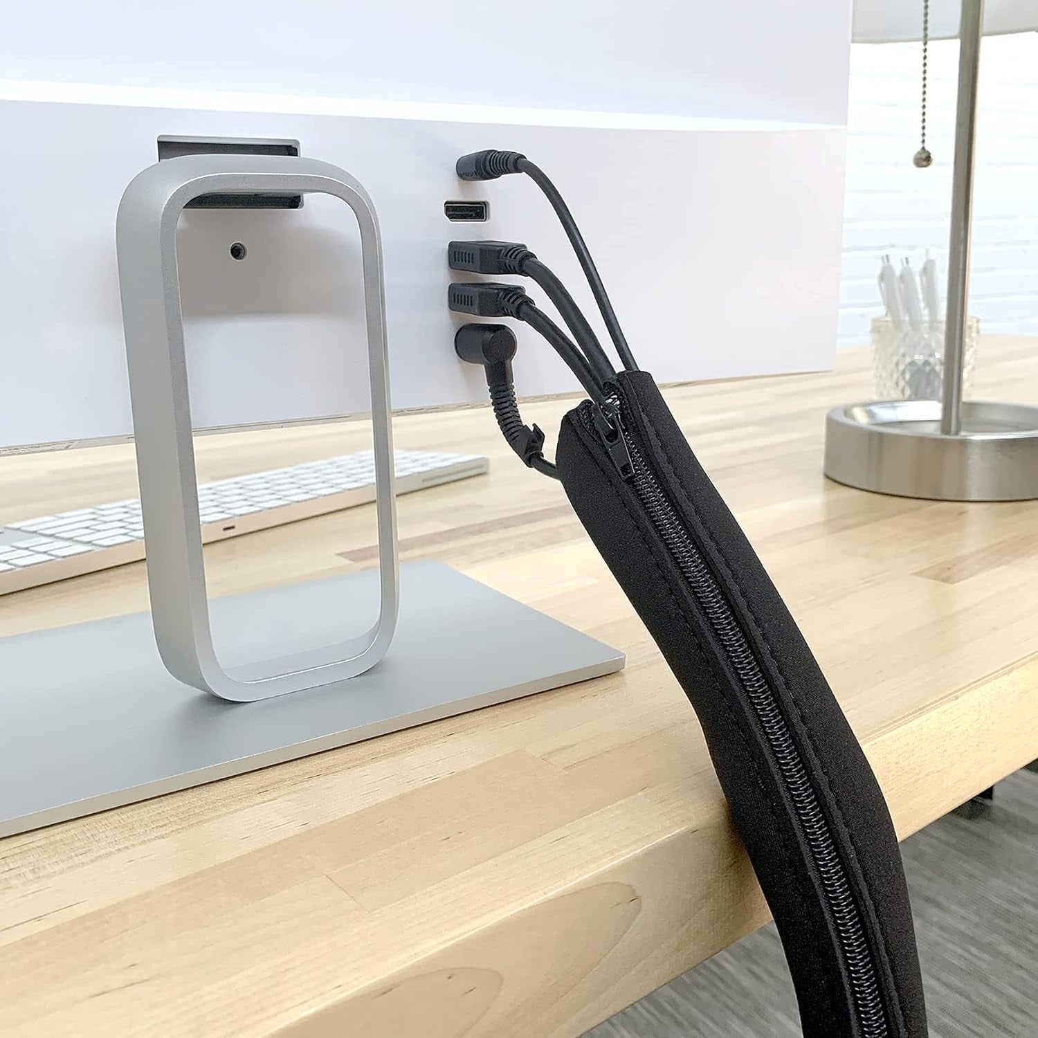 Zipper Cable Sleeve by - 24" X 4" (4-Pack) Black - Cord Organizer and Cable Pro