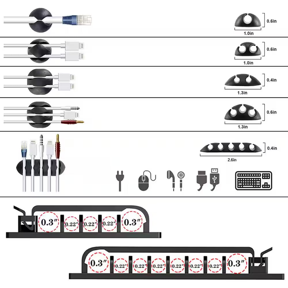 Cable Management Organizer Kit 311Pcs with Cable Sleeves, Ties for TV Office Home Electronics, Black and Transparent