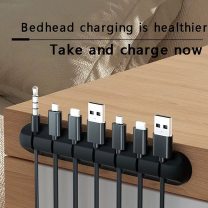 1Pc Self-Adhesive Cable Organizer for Easy Wire and Data Cable Management - 7 Hole Black Wire Clips and Network Cable Clamps