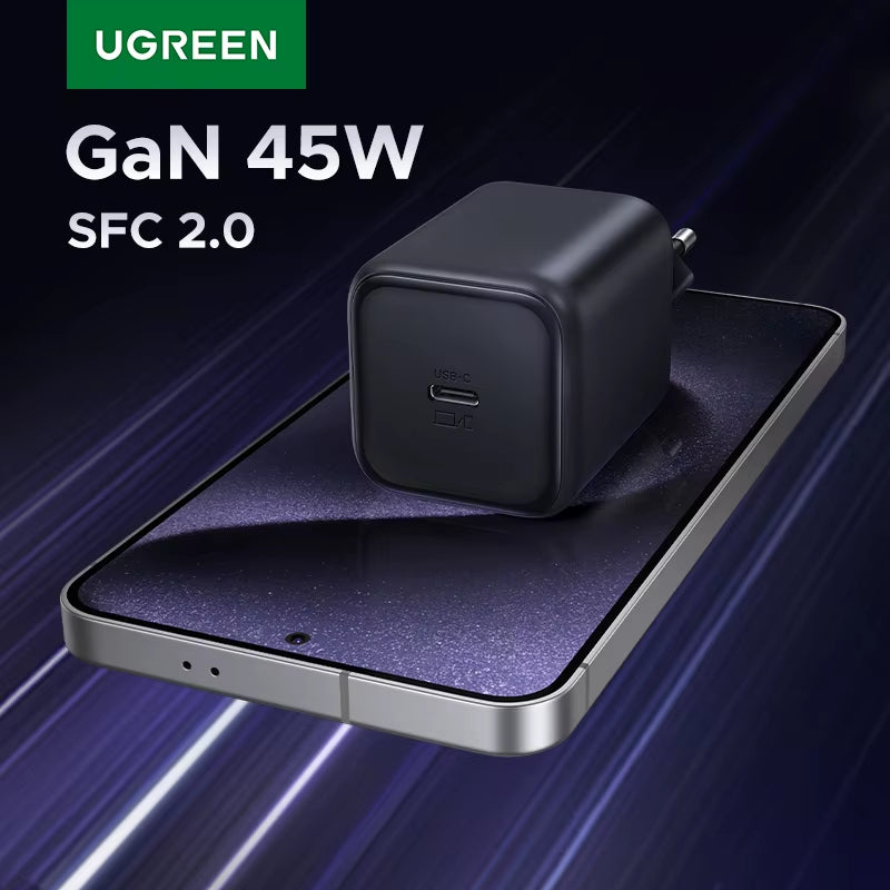 45W Gan Charger PD3.0 Fast Charger PPS QC3.0 Quick Charge for Samsung S25 S24 Ultra Iphone 17 16 15 Pro Max Ipad Tablet
