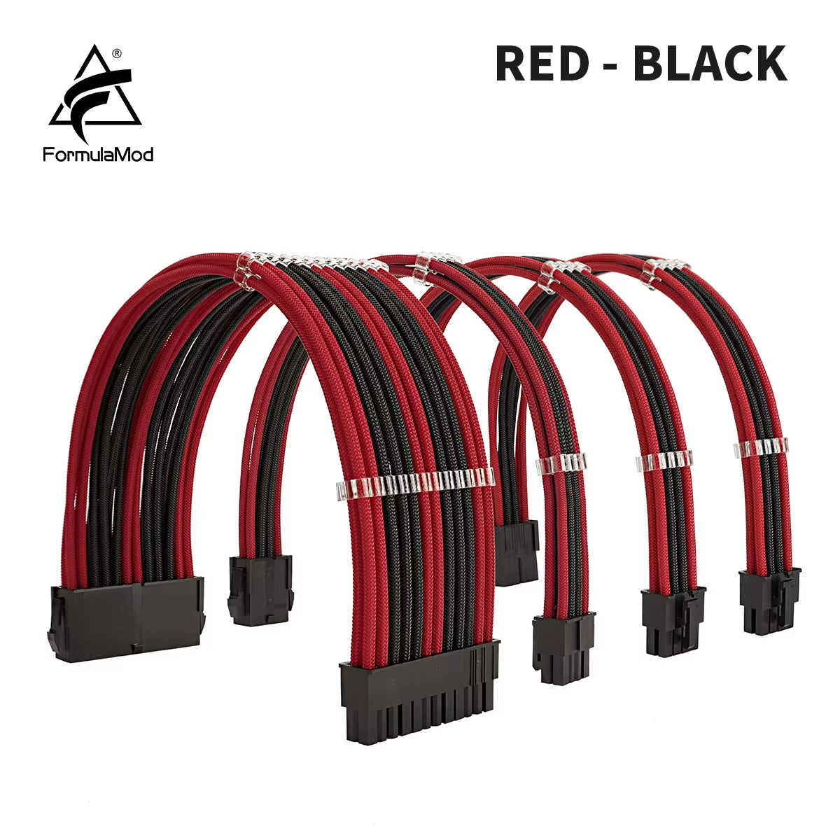 Formulamod NCK2 Series PSU Extension Cable Kit , Solid Color Cable Mix Combo 300Mm Atx24Pin Pci-E8Pin Cpu8Pin with Combs