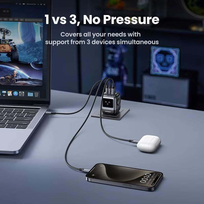 65W Gan Charger Uno Robot Design PD Fast Charger PPS PD3.0 for Iphone 17 16 15 Fast Charge for Xiaomi Laptop Macbook Pro