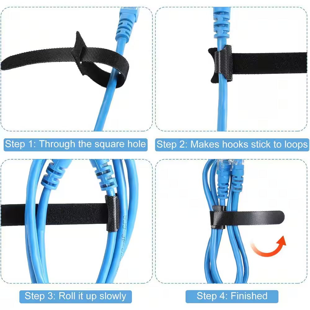 Reusable Cable Ties Wire Cord Organizer Adjustable Cable Management 120-Pieces Black