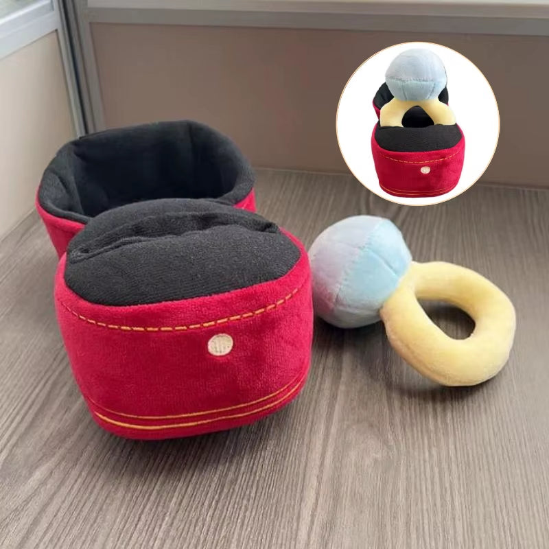 1 Set Funny Gifts Diamond Ring and Box Case Plush Toy Creative Stuffed Pet Chew Toys for Dog Engagement Wedding Oversized Ring