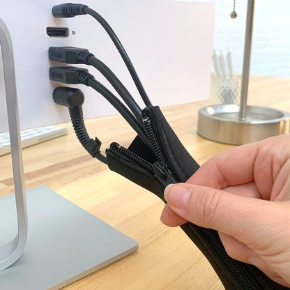 Zipper Cable Sleeve by - 24" X 4" (4-Pack) Black - Cord Organizer and Cable Pro