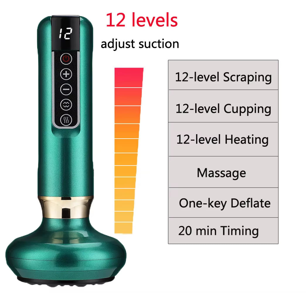 Electric Cupping Device 12/6 Level Vacuum Cupping Cans Rechargeable Scraping Cupping Cans Suction Massage Apparatus