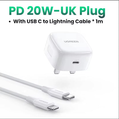 【UK Plug】 Quick Charge 4.0 3.0 QC PD Charger 20W USB Type C Fast Charger for Iphone 15 14 13 Pro Xiaomi Phone PD Charger