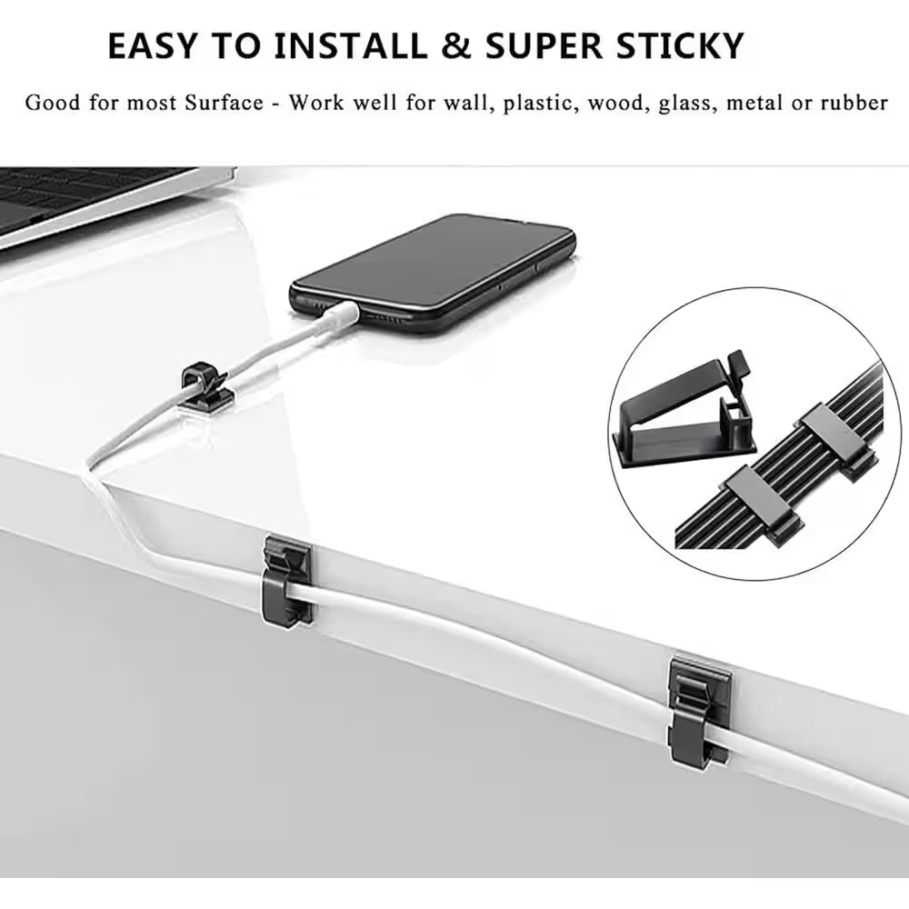 Cable Management Organizer Kit 311Pcs with Cable Sleeves, Ties for TV Office Home Electronics, Black and Transparent