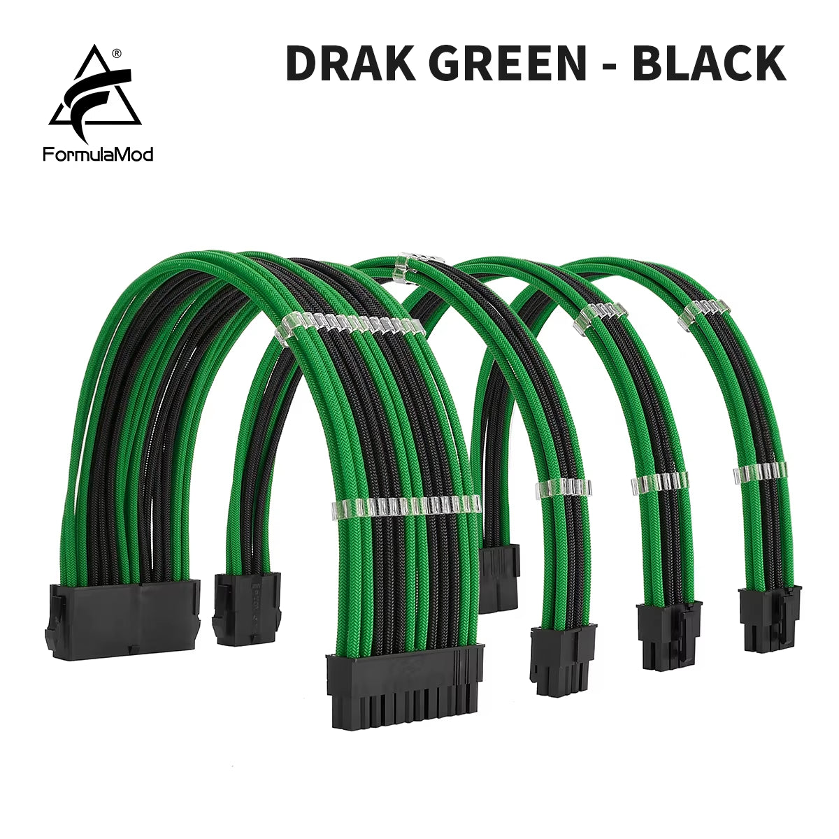 Formulamod NCK2 Series PSU Extension Cable Kit , Solid Color Cable Mix Combo 300Mm Atx24Pin Pci-E8Pin Cpu8Pin with Combs