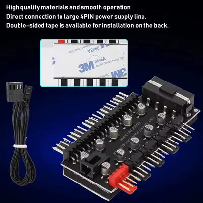 4Pin 10 Port PC Case Fan Hub PWM Controller SATA Power/Large 4P Splitter Motherboard Cooler Cooling Fan Cable