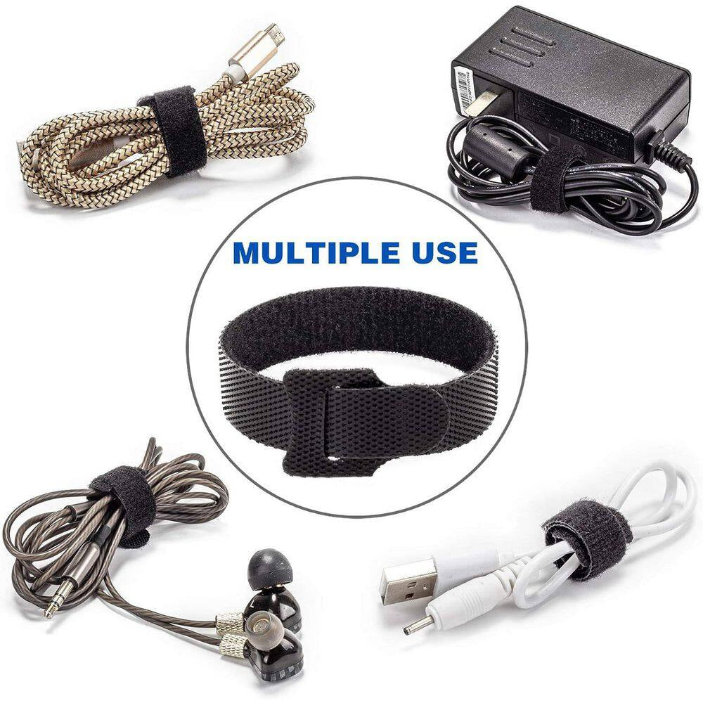 80PCS Reusable Cable Ties Black Adjustable 6-Inch Cord Organizer Hook Loop Cable Management for Home Office