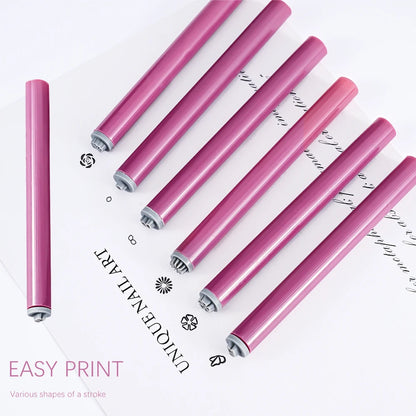 4/6/10Pcs Graffiti Drawing Nail Art Stamp Pen Set - DIY Nail Art Embellishment Flower Stamping Pens Nail Art Printing Templates