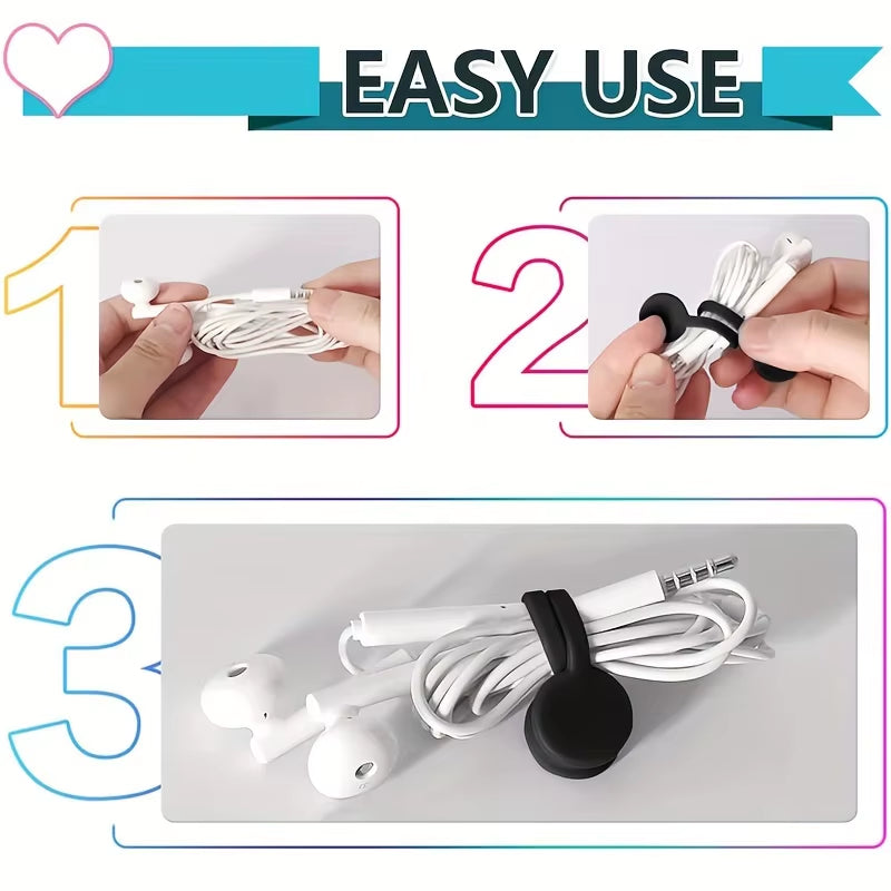 10Pcs Magnetic Cable Clip - Black Magnetic Silicone Cable Organizer Cable Ties Reusable Cable Ties for Home, Kitchen, Office