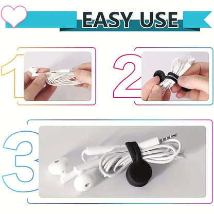 10Pcs Magnetic Cable Clip - Black Magnetic Silicone Cable Organizer Cable Ties Reusable Cable Ties for Home, Kitchen, Office