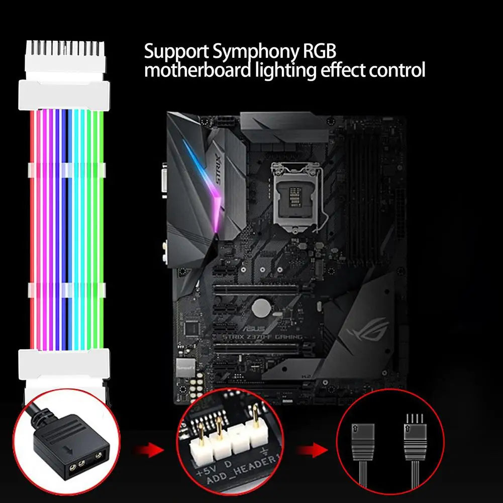 ARGB PSU Power Supply Extension Cable 24 Pin Motherboard Extension Cable Graphics Card 8-Pin 6+2Pin RGB Glow Extension Cable