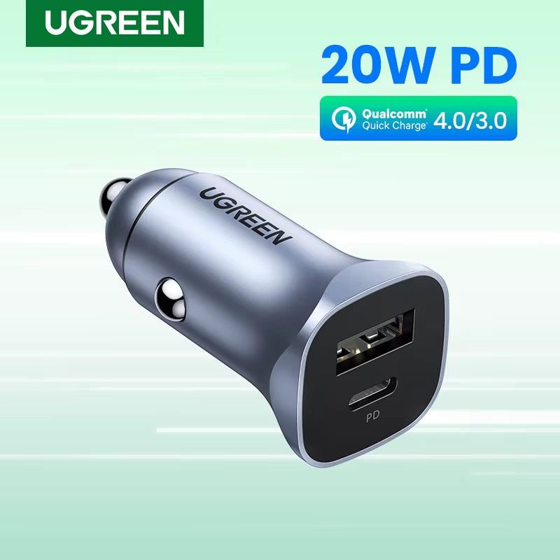 24W Car Charger Dual Port QC 4.0 3.0 Fast Charging for Iphone 17 16 15 Xiaomi Huawei Samsung Supercharge Type C Charger