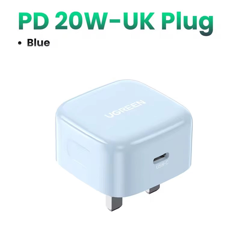 【UK Plug】 Quick Charge 4.0 3.0 QC PD Charger 20W USB Type C Fast Charger for Iphone 15 14 13 Pro Xiaomi Phone PD Charger