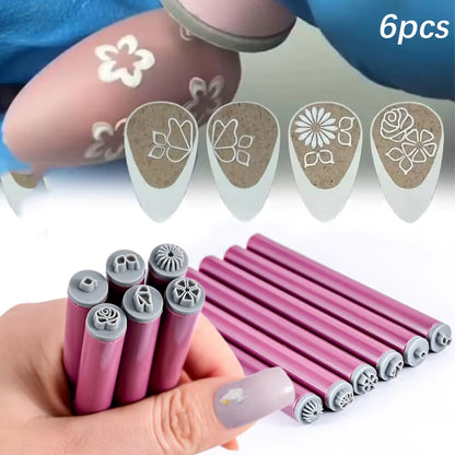 4/6/10Pcs Graffiti Drawing Nail Art Stamp Pen Set - DIY Nail Art Embellishment Flower Stamping Pens Nail Art Printing Templates