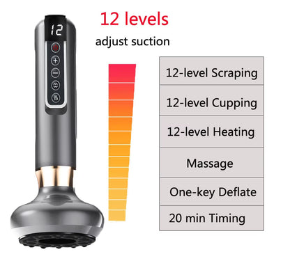Electric Cupping Device 12/6 Level Vacuum Cupping Cans Rechargeable Scraping Cupping Cans Suction Massage Apparatus