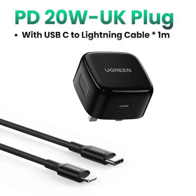 【UK Plug】 Quick Charge 4.0 3.0 QC PD Charger 20W USB Type C Fast Charger for Iphone 15 14 13 Pro Xiaomi Phone PD Charger