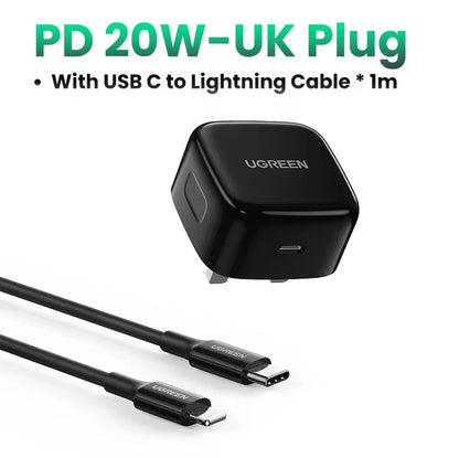 【UK Plug】 Quick Charge 4.0 3.0 QC PD Charger 20W USB Type C Fast Charger for Iphone 15 14 13 Pro Xiaomi Phone PD Charger