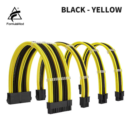 Formulamod NCK2 Series PSU Extension Cable Kit , Solid Color Cable Mix Combo 300Mm Atx24Pin Pci-E8Pin Cpu8Pin with Combs